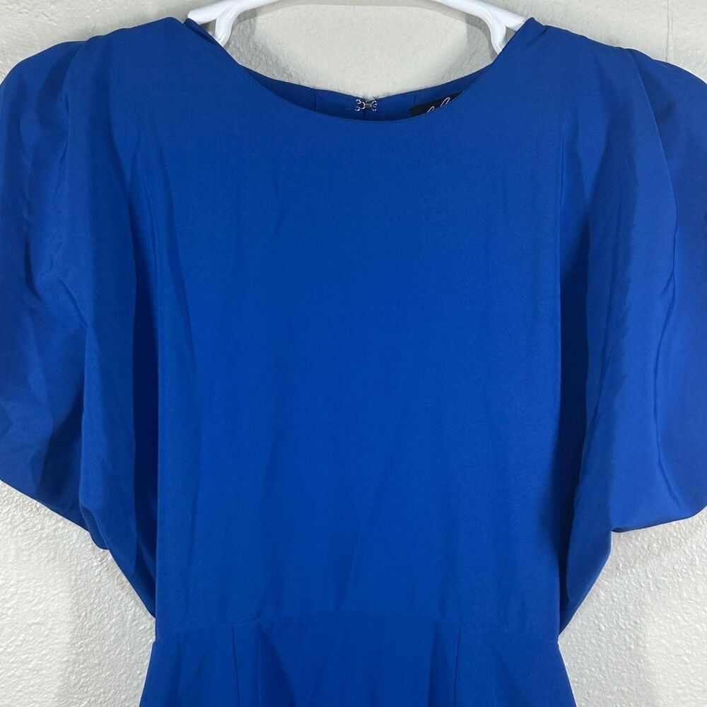 C Luce Dress Womens S Puff Sleeve Open Back Cocktail Shift Royal Blue Party